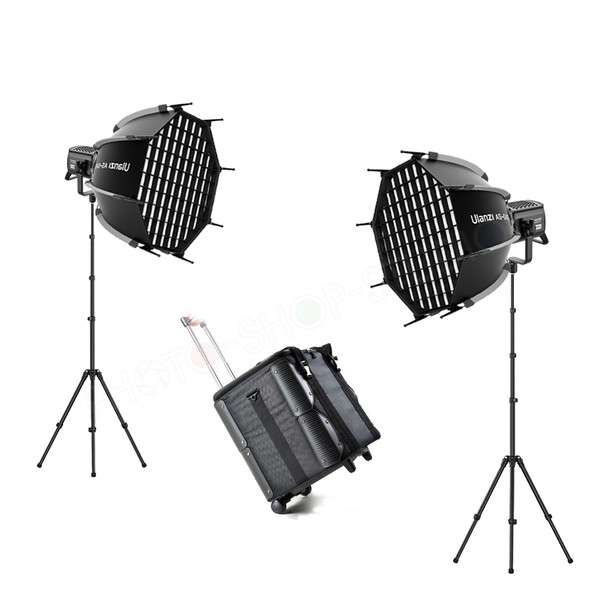 Ulanzi 2x VL-200Bi 200W Bi-color Dual Power V-Mount LED Two Video Light Kit