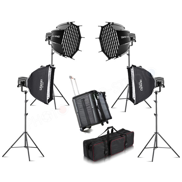 Ulanzi 4x VL-200Bi 200W Bi-color Dual Power V-Mount LED Four Video Light Kit