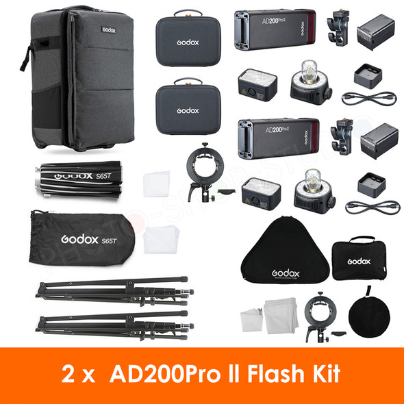 Godox New 2x AD200Pro II 200Ws TTL HSS Two Portable Flash Kit