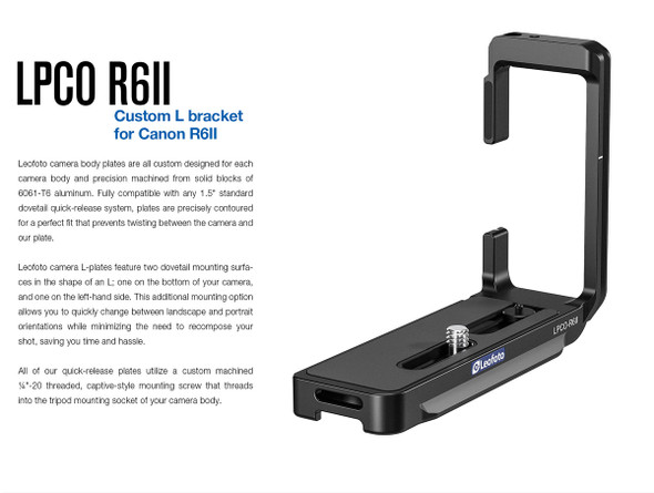 Leofoto LPCO-R6II L Bracket Plate for Canon R5 / R5 C / R5 Mark II / R6 / R6 Mark II