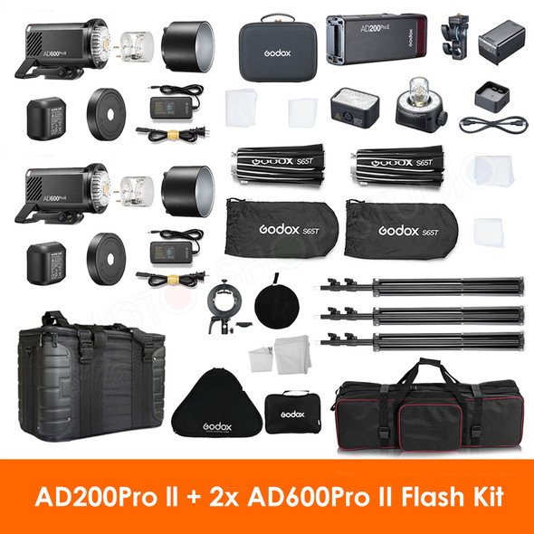 Godox New AD200Pro II + 2x AD600Pro II Three Portable Flash Kit