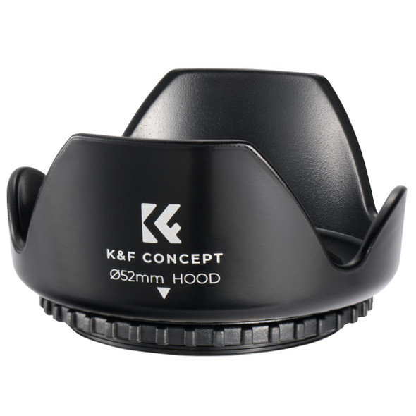 K&F Concept KF03.089 52mm Threaded Screw-in Lens Hood with Cleaning Cloth