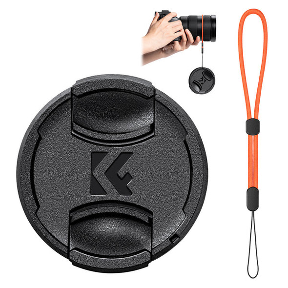 K&F Concept KF04.084 72mm Snap-on Center Pinch Lens Cap with Anti-Loss Keeper Leash