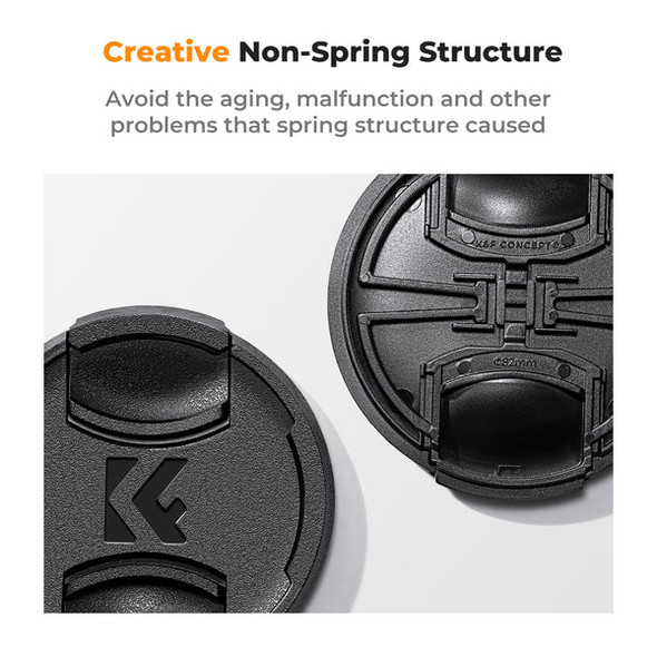 K&F Concept KF04.084 72mm Snap-on Center Pinch Lens Cap with Anti-Loss Keeper Leash