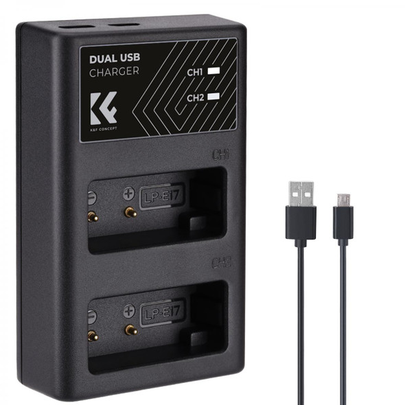 K&F Concept KF28.0008 USB-C/Micro USB Dual Slot Quick Battery Charger for Canon LP-E17