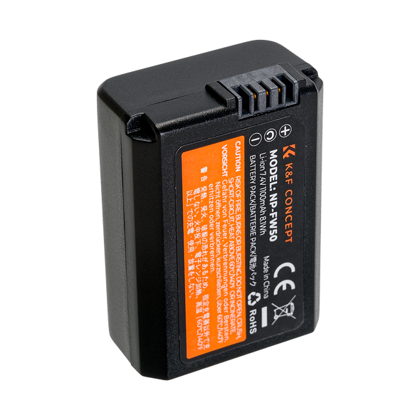K&F Concept KF28.0015V3 NP-FW50 7.4V 1100mAh 8.1Wh Rechargeable Li-ion Battery (Replaces Sony NP-FW50)