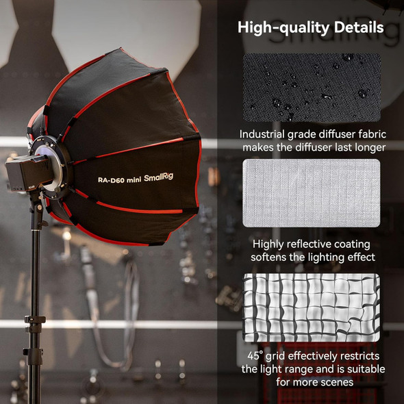 SmallRig 4682 RA-D60 60cm Mini Parabolic Softbox with Grid