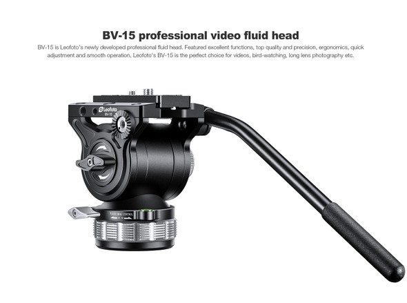 Leofoto BV-15 Fluid Video Head with PU100 QR Plate