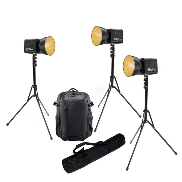 Ulanzi 3x L023 40W Pro Bi-Color COB Portable Three LED Video Light Kit (USB-C Charging)