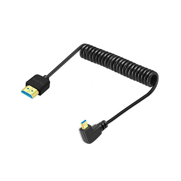 Fotolux A-D1R Male Micro HDMI (Right Angle) to Male HDMI Coiled Cable (1m)