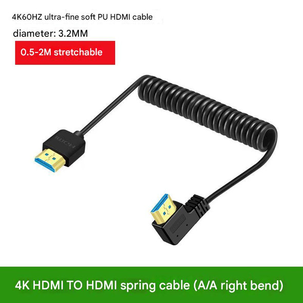 Fotolux A-A2R Male HDMI to Male HDMI (Right Angle) Coiled Cable (0.5m)