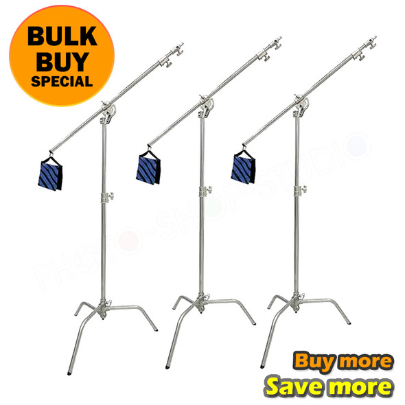 Fotolux 3x Q10 Hybrid Steel C Stand 3.9m with 2m Boom Arm (Bulk Buy)