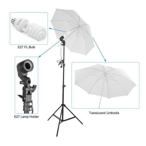 Godox UB-008 Translucent Umbrella  with E27 105W  FL Lighting Kit 