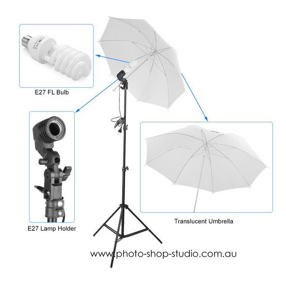Godox 2x UB-008 Umbrella with 2x E27 105W  FL Lighting Kit ( 2 Lights)