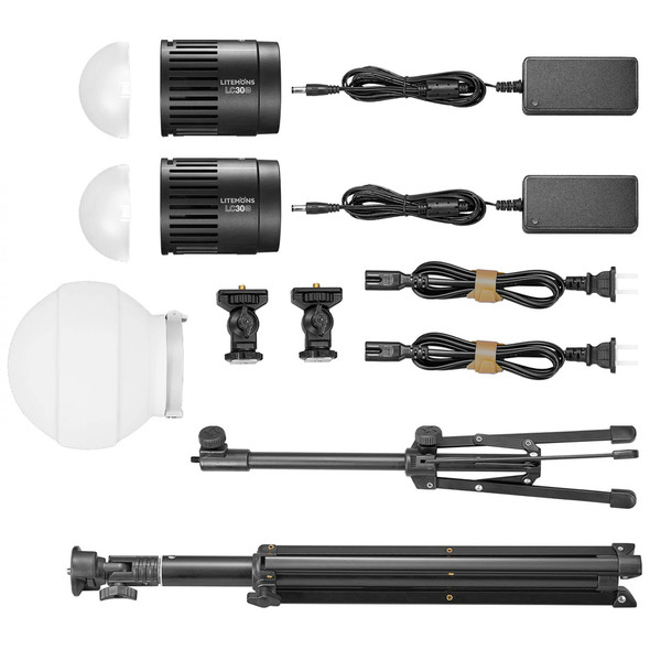 Godox LC30Bi-K2 Litemons Tabletop Bi-color LED Light 3200K-6500K (2-Light Kit)