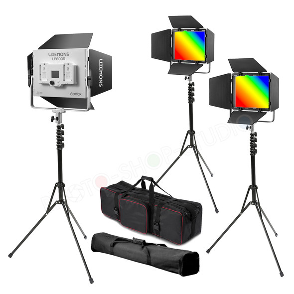 Godox 3x LP600R Litemons 60W RGB Three LED Light Panel Kit (1800K-10000K)