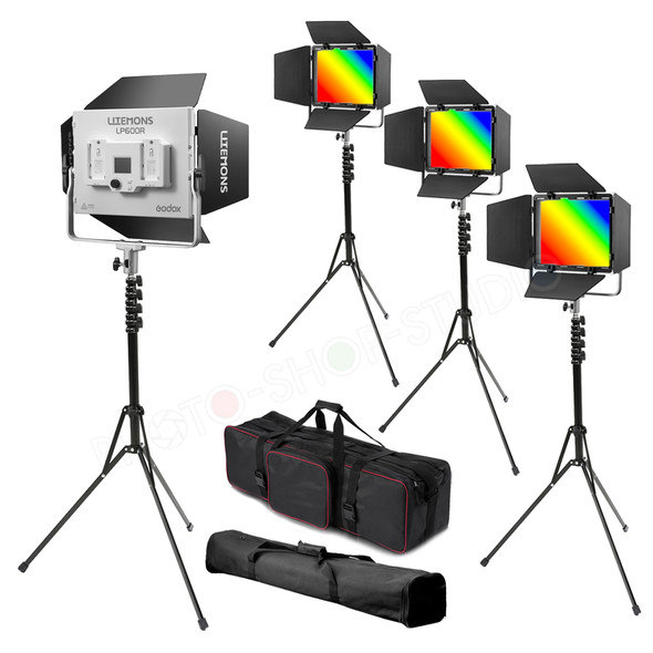 Godox 4x LP600R Litemons 60W RGB Four LED Light Panel Kit (1800K-10000K)
