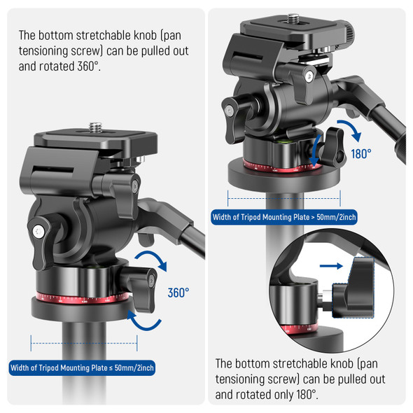 NEEWER GM26 Upgraded Quicl Flip Vertical Video Fluid Tripod Head