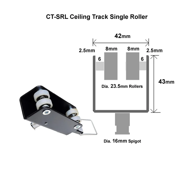 Fotolux FOTCT-SR-L Studio Ceiling Track Rail Large Single Roller / Dolly