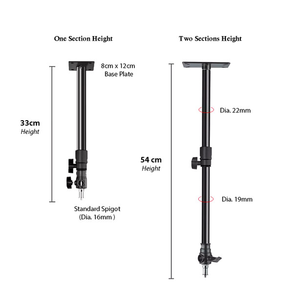 Fotolux L-600D Ceiling or Wall Mount Light Stand - Photo Booth