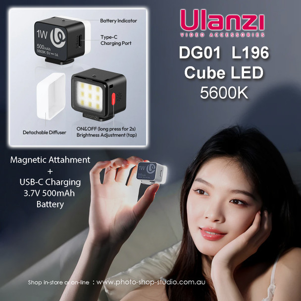 Ulanzi L196 DG01 1W Cube Light 5600K (Black) 