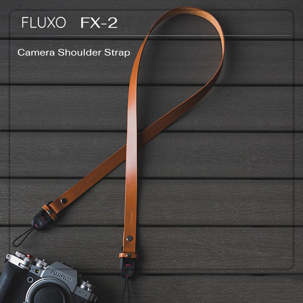 FLUXO FX-2-WBN Handmade Waxed Leather PD Quick Release Camera Shoulder Strap (Brown) 