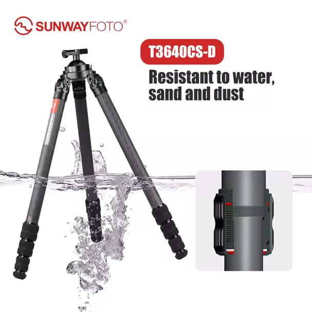 Sunwayfoto T3640CS-D Carbon Fiber 4-section Twist Lock Hunting Tripod for Shooting Rifle  (Max Load 30kg)