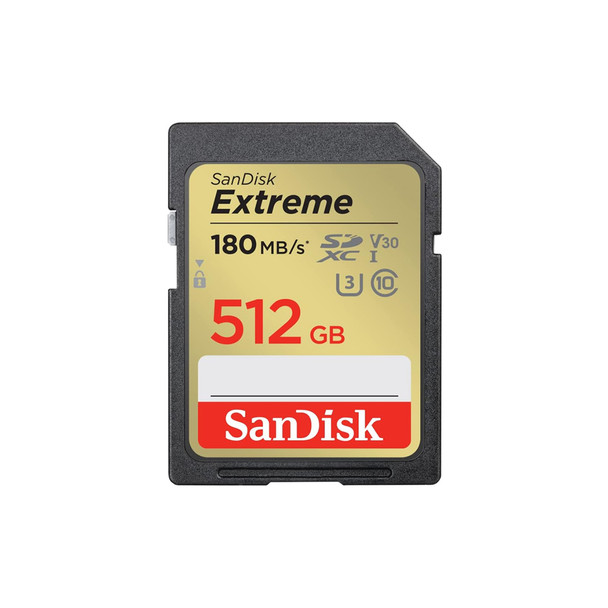 SanDisk Extreme SDXC 512GB 180MB/s UHS-I V30 4K SD Card