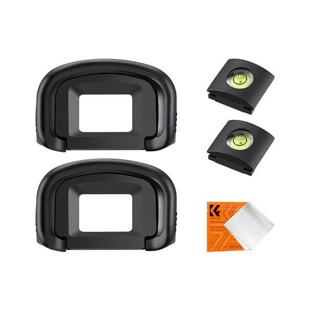 K&F Concept SKU.2245 EG Camera Eyecup (2 Pack) with Hot Shoe Level & Cleaning Cloth for Canon 5DM4, 5DM3, 5DS R, 5DS, 7D, 7DM2, 1DX, 1DXM2, 1DXM3, 1DSM3, 1DM4, 1DM3