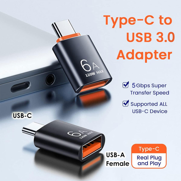 Fotolux USB-C Male to USB-A 3.0 Female 5Gbps 6A 120W OTG Converter for Charging Data Sync 