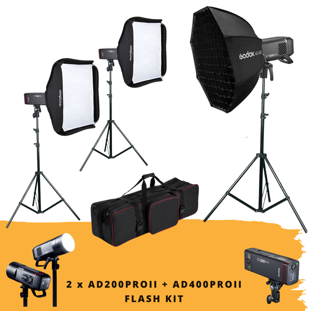 Godox 2x AD200ProII + AD400ProII Three Lighting Kit  Godox 2x AD200ProII + AD400ProII Three Lighting Kit