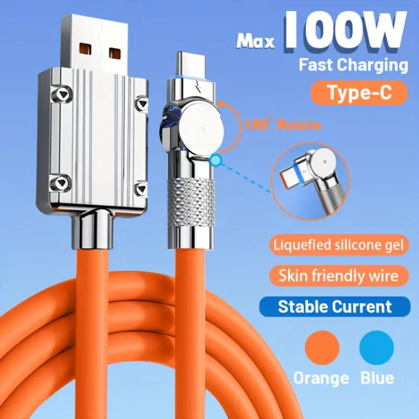 Fotolux USB-A to USB-C 180° Fast Charging Data Cable (1m) - Orange