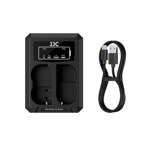 JJC DCH-EL15TC USB-C Dual Battery Charger for Nikon EN-EL15/ EN-EL15a/ EN-EL15b