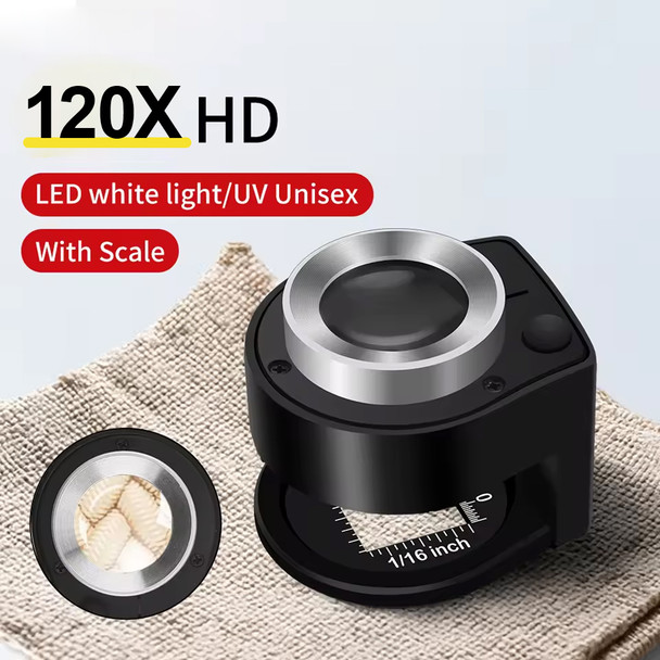  Fotolux L-120X 120x Loupe Magnifier with LED Light & UV Light 