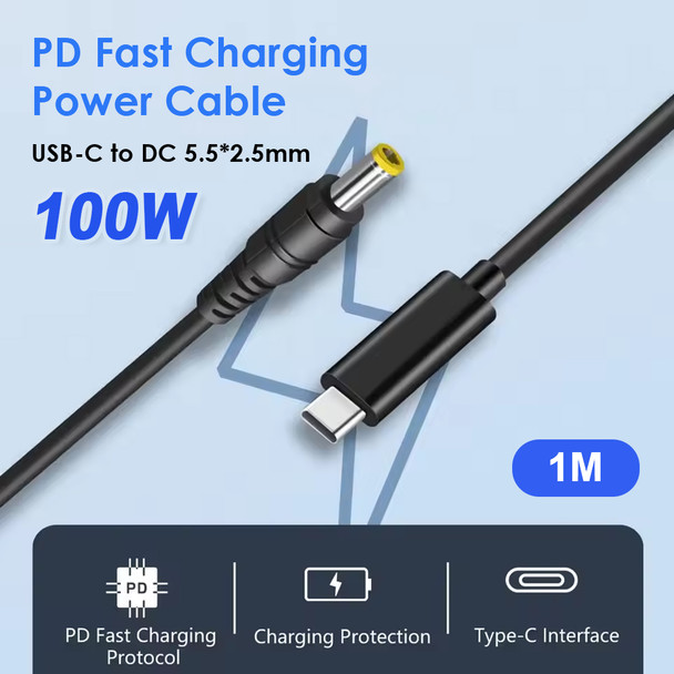 Fotolux DC5525 DC to USB-C PD 100W 20V 5A Power Cable (1m) 