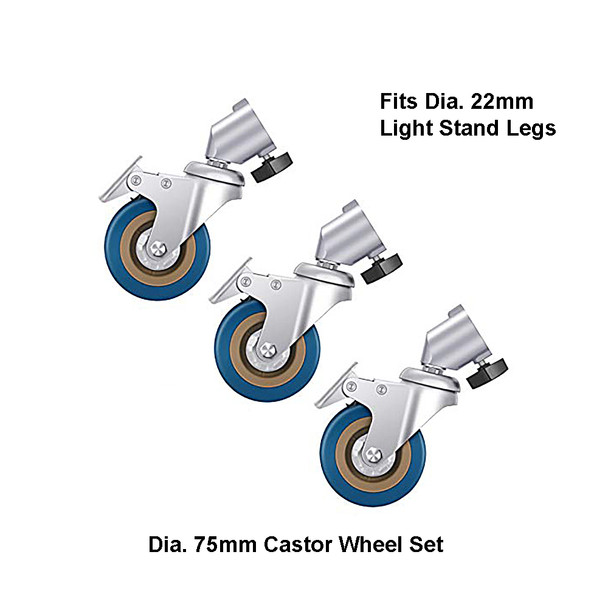 Fotolux SZ-C22BW  3-in-1 Light Stand Roller Wheels Caster Set ( Fits Max. Ø22mm legs)
