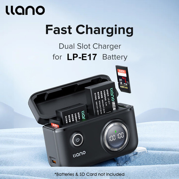 Llano E17 Dual-slot 18W PD Fast Camera Battery Charger for Canon LP-E17
