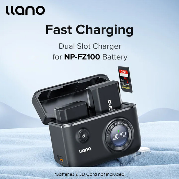  Llano FZ100 Dual-slot 18W PD Fast Camera Battery Charger for Sony NP-FZ100
