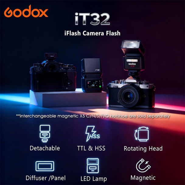 Godox iT32 TTL iFlash Touchscreen Camera Flash Only (Requires X5 Trigger to Operate) 