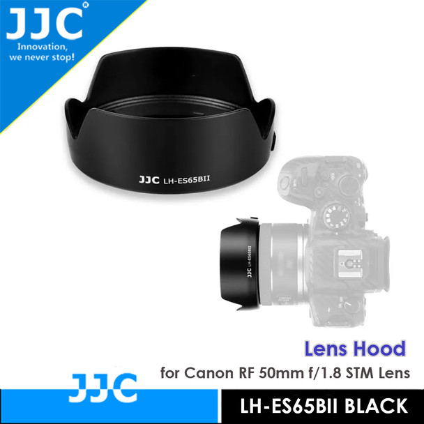  JJC LH-ES65BII BLACK Lens Hood for Canon RF 50mm f/1.8 STM Lens (Replaces Canon ES-65B)