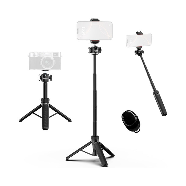Coman MT30Pro 61cm Selfie Stick Phone Tripod with Remote Control (Black)