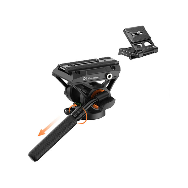 Coman Q6 Aluminium Alloy Fluid Video Head with Telescopic handle for Manfrotto & DJI RS2 RS3 RS4 (Max Load 10kg) 