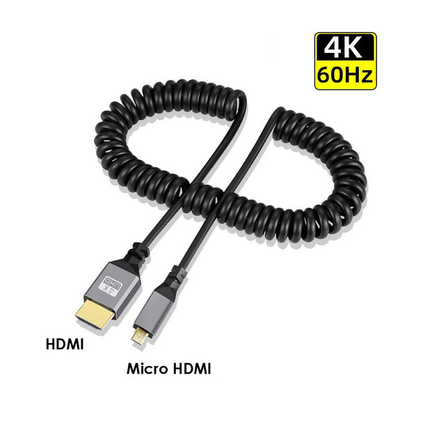 Fotolux HDMI Male to Micro HDMI Male Straight 4K Ultra HD Coiled Cable (0.5m-2.4m)