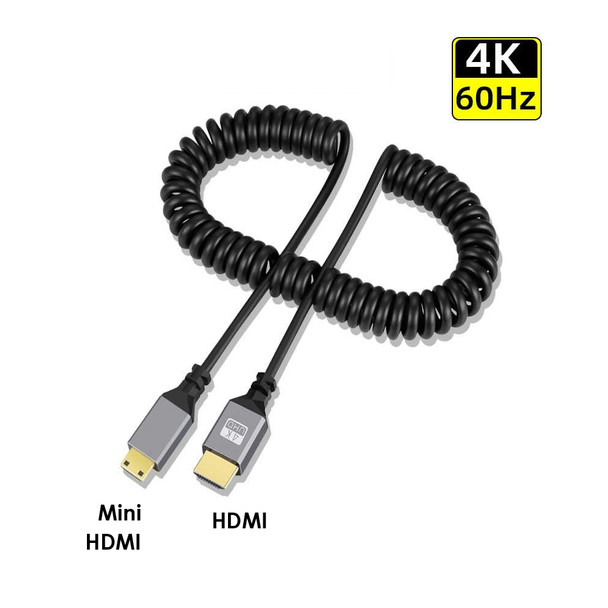 Fotolux HDMI Male to Mini HDMI Male Straight 4K Ultra HD Coiled Cable (0.5m-2.4m)