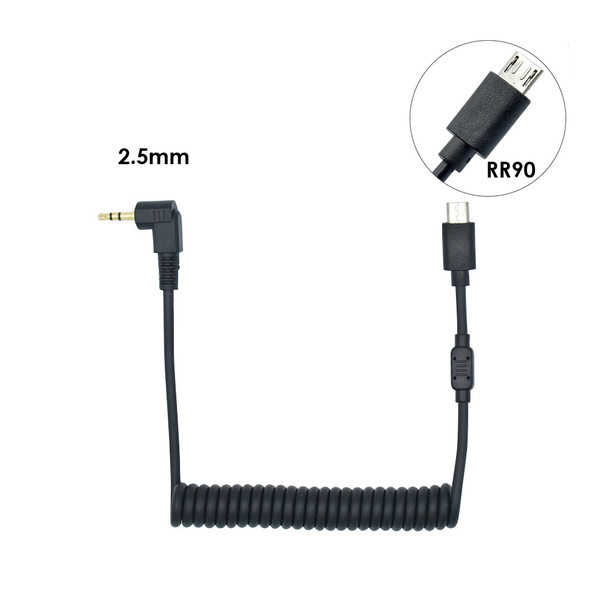 Fotolux 2.5mm to RR90 (E2) Shutter Release Coiled Cable for Fujifilm X-Pro2 X-T2 X-T10 X-T20 X-E2 X-E3 X-M1 (30cm -100cm) 