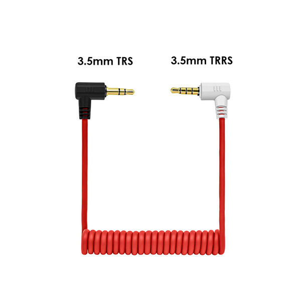 Fotolux 3.5mm TRS Male to TRRS Male Audio Microphone Adapter Coiled Cable (20cm-60cm)