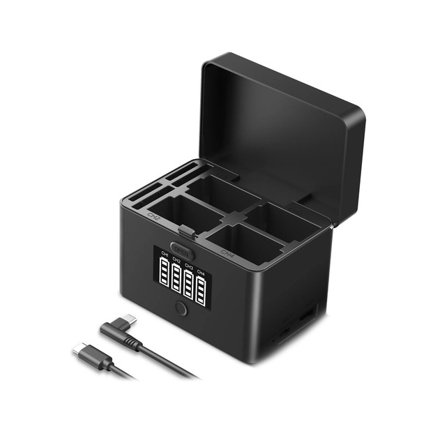 NEEWER NW-ZP4 10105550EU 2 in 1 4-slot PD 40W Fast Charging Battery Charger Case for Sony NP-FZ100 & Canon LP-E6