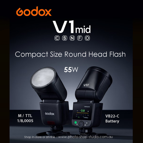 Godox V1 mid N 55Ws TTL Li-ion Touchscreen Round Head Speedlight Flash for Nikon