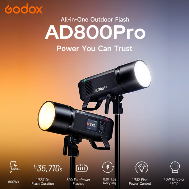 Godox  AD800Pro 800Ws All-in-One Outdoor Flash with 40W Bi-color Modeling Lamp