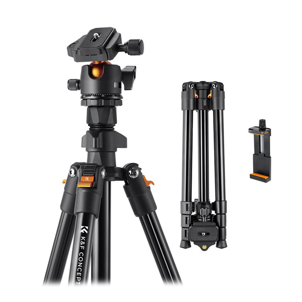  K&F Concept KF09.101V1 K234A0+BH-28L Foldable Lightweight Aluminum Tripod with Ball Head & Phone Holder